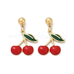 Brass Enamel Stud Earrings&nbsp;EJEW-Q045-05G