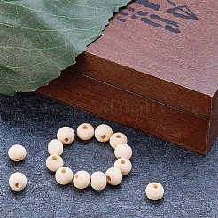 丸い未完成の木製ビーズ  天然木製ルースビーズスペーサービーズ  モカシン  8x7mm  穴：2~3mm  500個/袋&nbsp;WOOD-PH0008-14