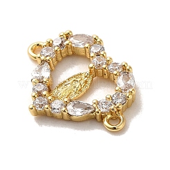 Brass Pave Clear Cubic Zirconia Connector Charms&nbsp;KK-M278-02A-G