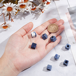 天然ソーダライトヨーロピアンビーズ12個  大穴ビーズ  キューブ  10x10x10mm  穴：5mm&nbsp;G-NB0005-88F