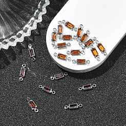 SHEGRACE Brass Pave Cubic Zirconia Rectangle Connector Charms&nbsp;XGRQ2O019-445C-P