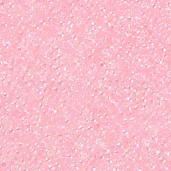 12/0 FGBグレードAラウンドガラスシードビーズ  透明インサイドカラー  ABカラーメッキ  ピンク  2.3x1.5mm  穴：1mm  約48500個/ポンド&nbsp;SEED-N001-E-308