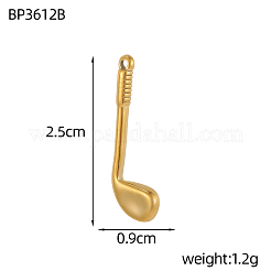 304ステンレスペンダント  ゴルフクラブチャーム  イオンプレーティング（ip）  18KGP本金メッキ  25x9mm&nbsp;STAS-OY006-12G