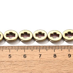 電気めっき合成非磁性ヘマタイト ビーズ 連売り  クロスとオーバル  黄金メッキ  10x8x3mm  穴：0.9mm  約40個/連  15.75''（40センチメートル）&nbsp;G-L613-Z01-02F