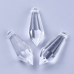 透明なアクリルパーツ  多面カット  ティアドロップ  結婚式のシャンデリア用  透明  38x13mm  穴：2mm&nbsp;TACR-WH0002-02