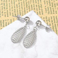 304ステンレススチールティアドロップダングルスタッドピアス（女性用）  ステンレス鋼色  33.5x10mm&nbsp;EJEW-A119-16P
