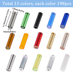 15種類のガラス製ラウンドビューグルビーズ  混合スタイル  ミックスカラー  6~8x1.8mm  穴：0.6mm&nbsp;SEED-SC0001-41