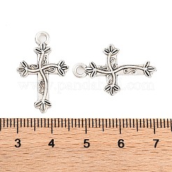 チベット風亜鉛合金チャーム  鉛フリー＆カドミウムフリー  クロス  アンティークシルバー  24.8x15.8x1.6mm  穴：2mm  約500個/500g&nbsp;TIBEP-R334-084AS-RS