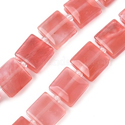 チェリークォーツガラスビーズ連売り  正方形  10.5~11x10~11x5~6mm  穴：0.9~1mm  約32~34個/連  15.39~15.63''（39.1~39.7センチメートル）&nbsp;G-F802-B07-01