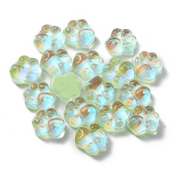 猫の足跡樹脂カボション  ABカラー  ネイルアートの装飾の付属品  緑黄  8x8x3mm&nbsp;FIND-CJC0015-21H