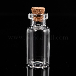 ガラスの瓶のガラスびん  コルク栓付き  ウィッシングボトル  ビーズの容器  透明  3.5x1.6cm  容量：4ml（0.13液量オンス）  ボトルネック：直径1cm&nbsp;X-AJEW-H004-3