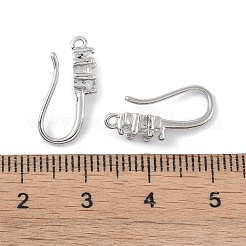 真鍮マイクロパヴェ長方形キュービックジルコニアピアスフック  釣り針  プラチナ  17.5x9x5mm  穴：1mm&nbsp;KK-U008-13P