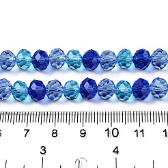 透明ガラスビーズ連売り  多面カット  ロンデル  ミディアムブルー  8x6.5mm  穴：1mm  約64~66個/連  15.55~16.8''（39.5~42センチメートル）&nbsp;GLAA-T023-09F