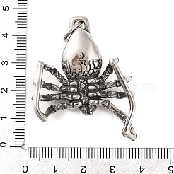 316サージカルステンレスペンダント  丸カン付き  クモのチャーム  アンティークシルバー  46x39.5x13mm  穴：6.5mm&nbsp;STAS-Z073-17AS