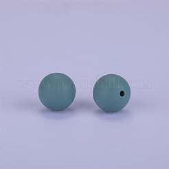 丸いシリコン焦点ビーズ  ミディアムアクアマリン  15mm  穴：2mm&nbsp;SI-JX0046A-103