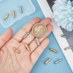 12個2色304ステンレススチールビーズ  竹の棒  ミックスカラー  13.5x3.5mm  穴：1.8mm  6個/カラー&nbsp;STAS-UN0042-21