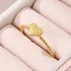 Heart 304 Stainless Steel Open Cuff Rings for Women&nbsp;LS-RJEW-G338-14G