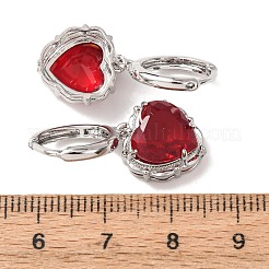 Valentine's Day Heart Brass & Glass Hoop Earrings&nbsp;EJEW-Z164-23P-01