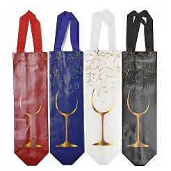 Non-Woven Reusable Folding Wine Bottle Gift Bags with Handle&nbsp;ABAG-C012-06