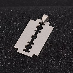 変色しにくい201ステンレススチールブレードペンダント  ステンレス鋼色  33x18.5x1.5mm  穴：4x9mm&nbsp;X-STAS-I032-069A