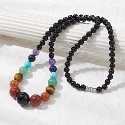Natural Mixed Gemstone Graduated Beaded Necklace&nbsp;NJEW-JN04483