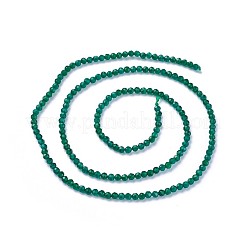 カット加工ガラスビーズ連売り  ラウンド  濃い緑  2~2.5mm  穴：0.5mm  約180~200個/連  14.5~16.1インチ（37~41cm）&nbsp;G-F619-09C-2mm