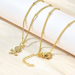 真鍮マイクロパヴェクリアキュービックジルコニアフラワーペンダントネックレス（女性用）  18KGP本金メッキ  17.52インチ（44.5cm）&nbsp;NJEW-A039-01B-G