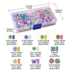 手作り樹脂粘土ビーズ  花と蝶と四角  ミックスカラー  7.5~11x7.5~13.5x4~7mm  穴：1.5~2mm  197個/箱&nbsp;CLAY-FS0001-20