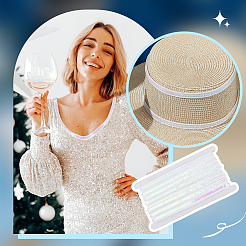 Sparkle Polyester Lace Ribbons&nbsp;OCOR-WH0090-67B