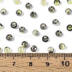 内側が透明な色のガラスシードビーズ  ラウンド  オリーブ  4x3mm  穴：1.4~1.5mm  約：7500個/ 450 G&nbsp;SEED-T007-19A-05
