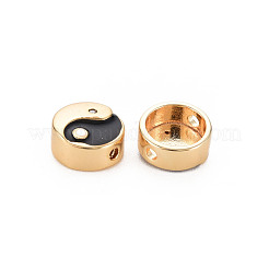 真鍮ビーズ  ニッケルフリー  陰陽とフラットラウンド  18KGP本金メッキ  8x4mm  穴：1.4mm&nbsp;KK-S356-610-NF