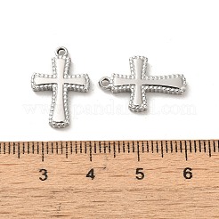 変色しない304ステンレススチールペンダント  クロスチャーム  ステンレス鋼色  18.5x12.5x2.3mm  穴：1.4mm&nbsp;STAS-L025-004P