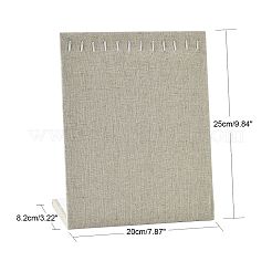 ウッドネックレスディスプレイスタンド  12フックネックレスディスプレイスタンド  麻の布と鉄パーツ  バリーウッド  25x20x8.2cm&nbsp;X-NDIS-N010-01