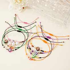 8Pcs Halloween Handmade Polymer Clay & Glass Seed Bead Woven Braided Bracelets&nbsp;MC3836