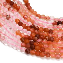 Gradient Color Natural Rose Quartz & Red Hematoid Quartz Beads Strands&nbsp;GG-CBA1668-A03-3mm