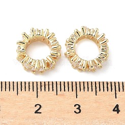 Brass Micro Pave Cubic Zirconia Rondelle European Beads&nbsp;KK-A254-08G