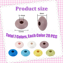 140pcs 7 colors Dyed Natural Beech Wood Beads&nbsp;WOOD-PH0003-11
