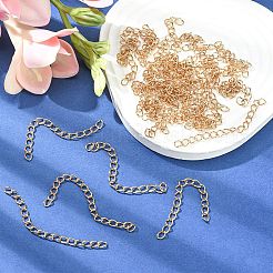 鉄カーブチェーンエクステンダー  エンドチェーン  ニッケルフリー  ライトゴールド  70x3.5~4mm&nbsp;IFIN-YW0001-48-NF