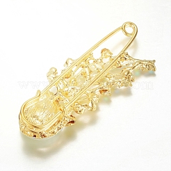 合金ガラスラインストーンのブローチ  ピーコック  ゴールドカラー  76.5x32mm  ピン：1.8mm&nbsp;JEWB-G001-17