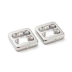 めっき合金ビーズラック  鉛フリー＆カドミウムフリー＆ニッケルフリー  正方形  プラチナ  15x15x3.5mm  穴：1.6mm&nbsp;PALLOY-Z022-01P