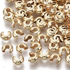 真鍮製つぶし玉カバーカシメ玉カバー  ニッケルフリー  18KGP本金メッキ  3.5x2.2mm  穴：1.4mm&nbsp;X-KK-S354-214A-NF