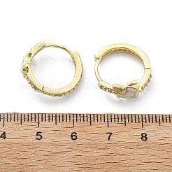 真鍮製マイクロパヴェキュービックジルコニアフープピアス  エナメル  ラックめっき  長持ちメッキ  カドミウムフリー＆鉛フリー  18KGP本金メッキ  カメ  ホワイト  18.5x16.5x7.5mm&nbsp;EJEW-C136-01A-02
