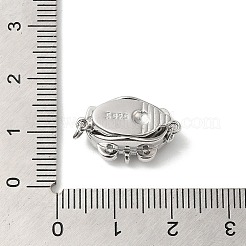 Rhodium Plated 925 Sterling Silver Pave Clear Cubic Zirconia Box Clasps&nbsp;STER-M114-10P
