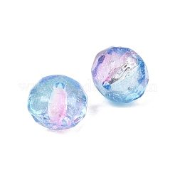 ツートンカラーの透明アクリルビーズ  ロンデル  グリッターパウダー付き  多面カット  ライトスカイブルー  10x8mm  穴：1.6mm  約980個/500g&nbsp;AC-CBAE44E-01A-06