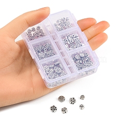 120Pcs 6 Style Tibetan Style Alloy Flower Beads&nbsp;TIBE-YW0001-26