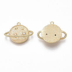 Brass Micro Pave Clear Cubic Zirconia Pendants&nbsp;KK-S356-034G-NF