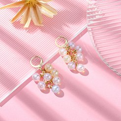 アクリルラウンドクラスターダングルフレンチフックピアス  304ステンレススチールジュエリー  ゴールドカラー  46.5mm&nbsp;EJEW-JE05283