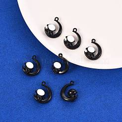 焼付塗装合金ペンダント  宇宙飛行士は月に座る  ブラック  18.5x14.2x6mm  穴：1.4mm&nbsp;X-PALLOY-R136-04A