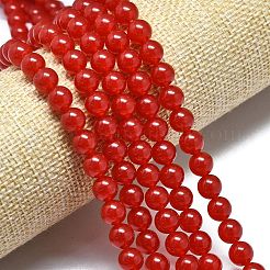 天然石マレーシアジェイドビーズ連売り  染め＆加熱  ラウンド  レッド  11.5~12.5mm  穴：1.2mm  約35個/連  14.96インチ（38cm）&nbsp;G-L645-C01-12mm-16