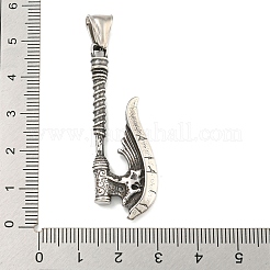 316サージカルステンレスペンダント  斧のチャーム  アンティークシルバー  47x17x5mm  穴：4x7mm&nbsp;STAS-E212-112AS
